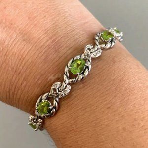 CAROLYN POLLACK Sterling 7" PERIDOT Link Tennis Bracelet SOLD OUT 26 GR HTF